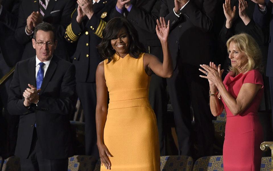 Michelle Obama in a yellow dress at the 2016 State of the Union
