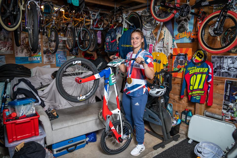 BMX gold medallist Beth Shriever at her home in Finchingfield, Essex (Aaron Chown/PA) (PA Wire)
