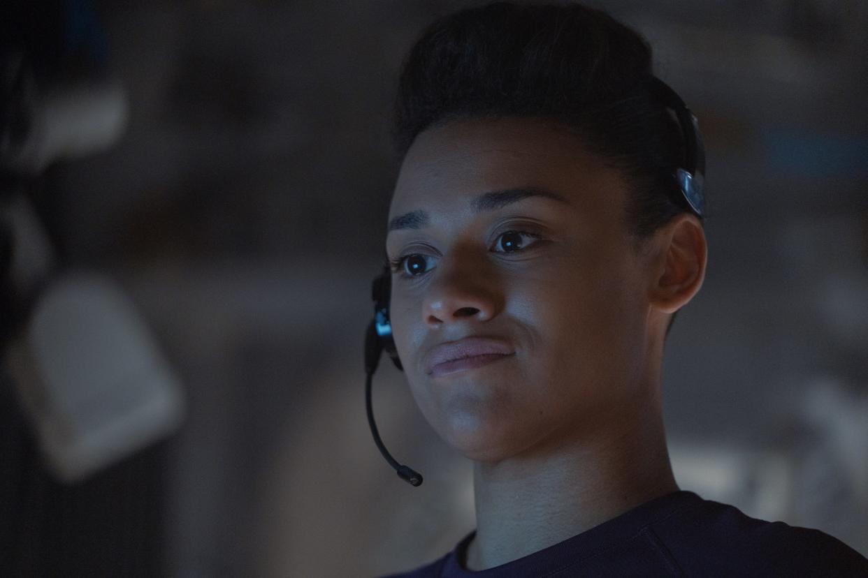 Kira Foster (Ariana DeBose) is a science officer facing increasing paranoia and tension aboard a space station in the sci-fi thriller "I.S.S."