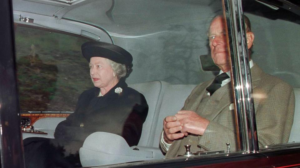 members of the royal family attend crathie church, near balmoral, the morning after the death of diana, princess of wales