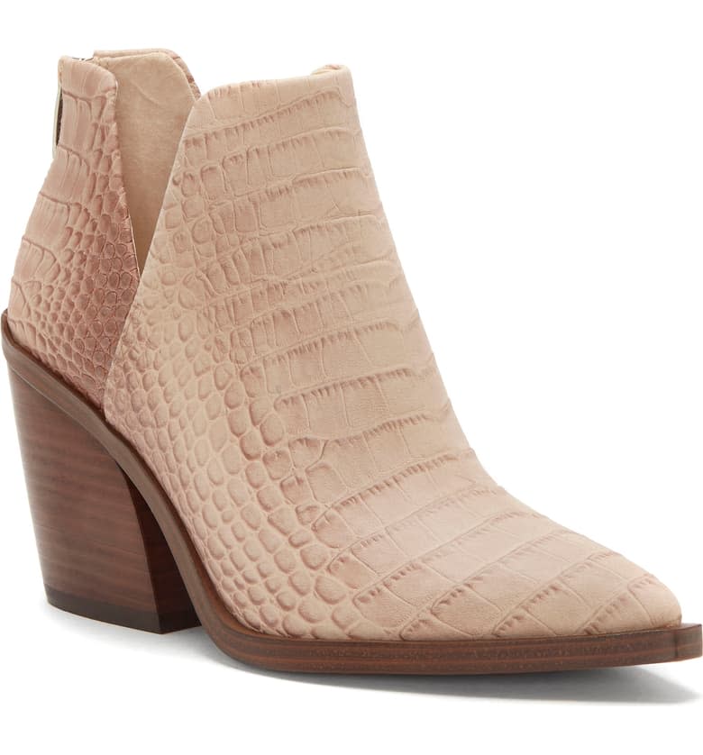 Vince Camuto Gigietta Bootie in toasty embossed leather
