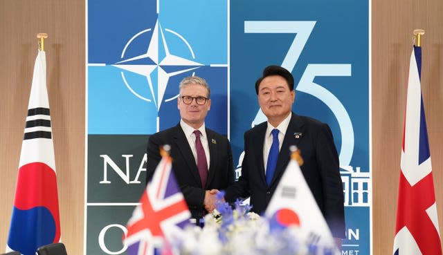 Prime Minister Sir Keir Starmer (left) meeting President of South Korea, Yoon Suk Yeol, for a bilateral meeting