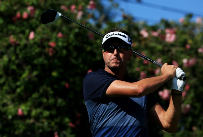 Robert Allenby of Australia plays a shot during practice rounds prior to the Sony Open in Hawaii on January 12, 2016
