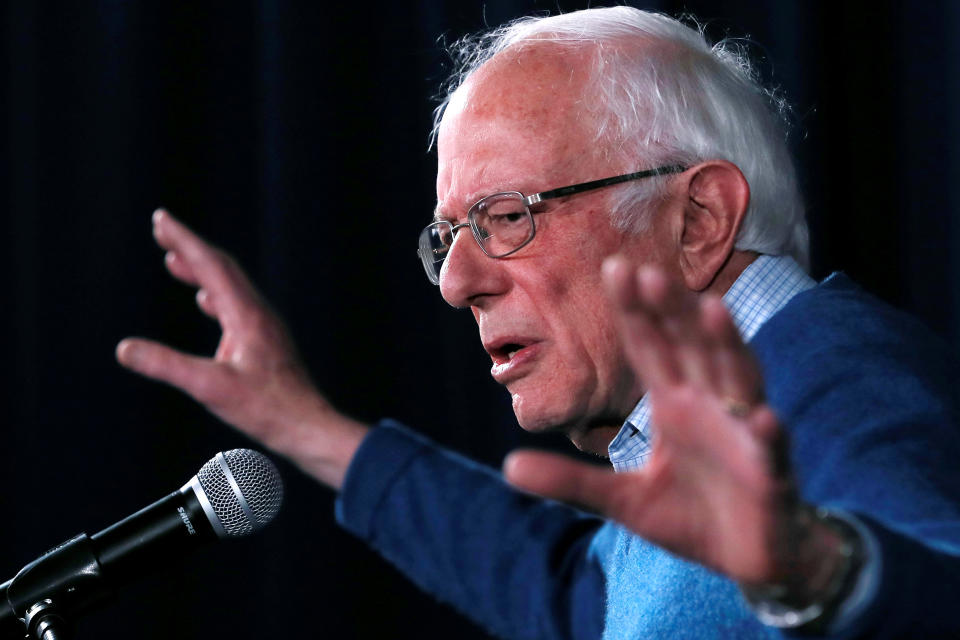 Bernie Sanders speaks at a news conference in Manchester, N.H., on Thursday. (Mike Segar/Reuters)