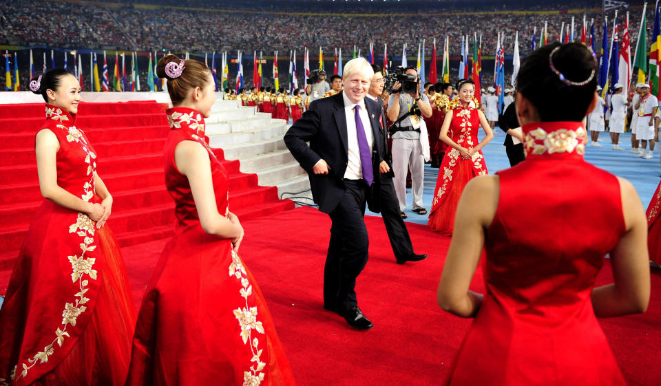 Mayor of London Boris Johnson during the Closing Ceremony at the National Stadium during the 2008 Beijing Olympic Games, China.