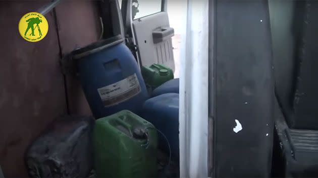 These are the giant fuel canisters found inside the side door of the truck. Photo: YouTube