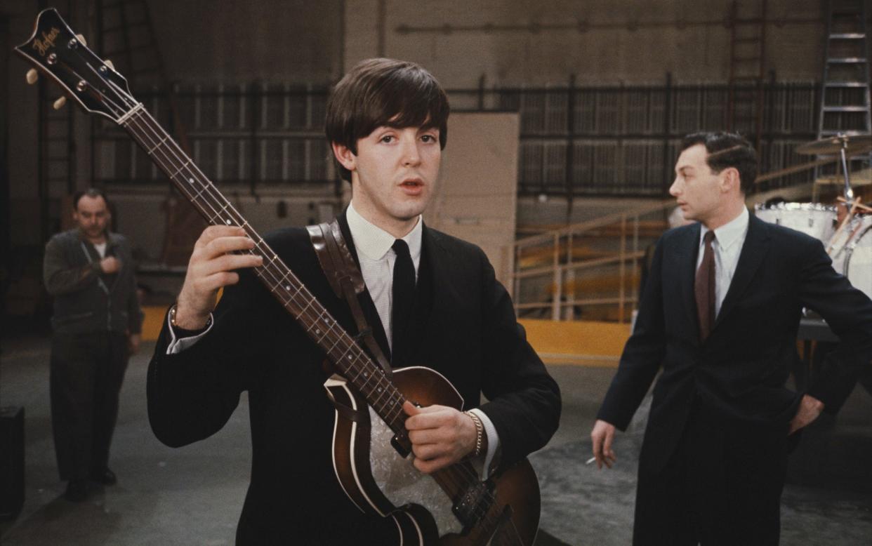 McCartney with his famous Hofner 'violin' bass guitar