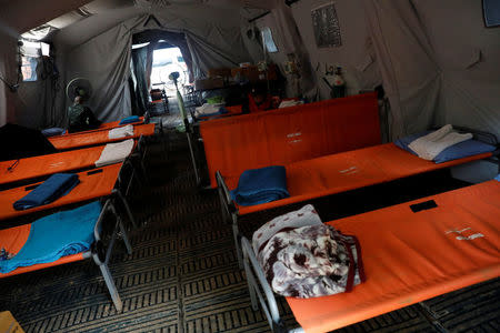 Temporary hospital is seen near Tham Luang cave complex, as members of under-16 soccer team and their coach have been found alive according to a local media's report in the northern province of Chiang Rai, Thailand, July 2, 2018. REUTERS/Soe Zeya Tun