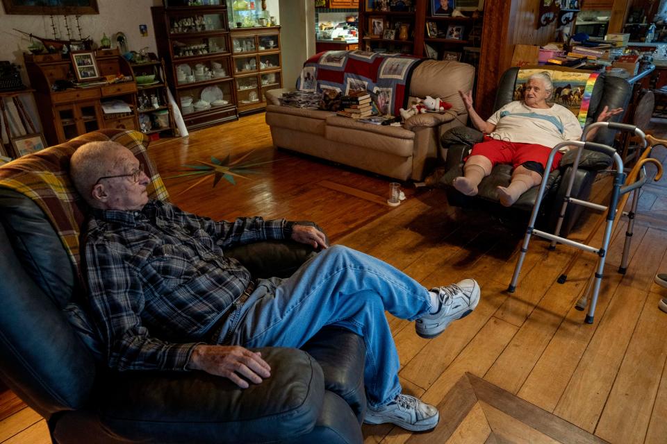 Stanley and Jane Ridgeway say they are staying at their home in Steinhatchee, Florida during Hurricane Helene, despite the mandatory evacuation orders onSeptember 26, 2024 in Steinhatchee, Florida.