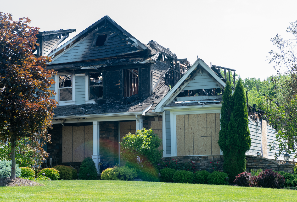 A home on Rock Creek South in Bath is severely damaged after a fire Monday night.