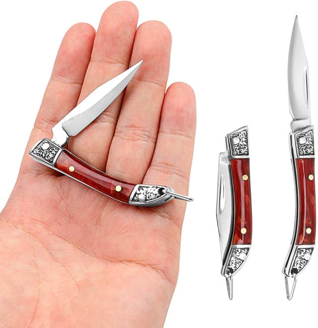  EZKIT Small Pocket Knife, EDC Knife with Stainless Steel and  Wood Handle, Small Folding Knife, Blade Length1.5in : Tools & Home  Improvement