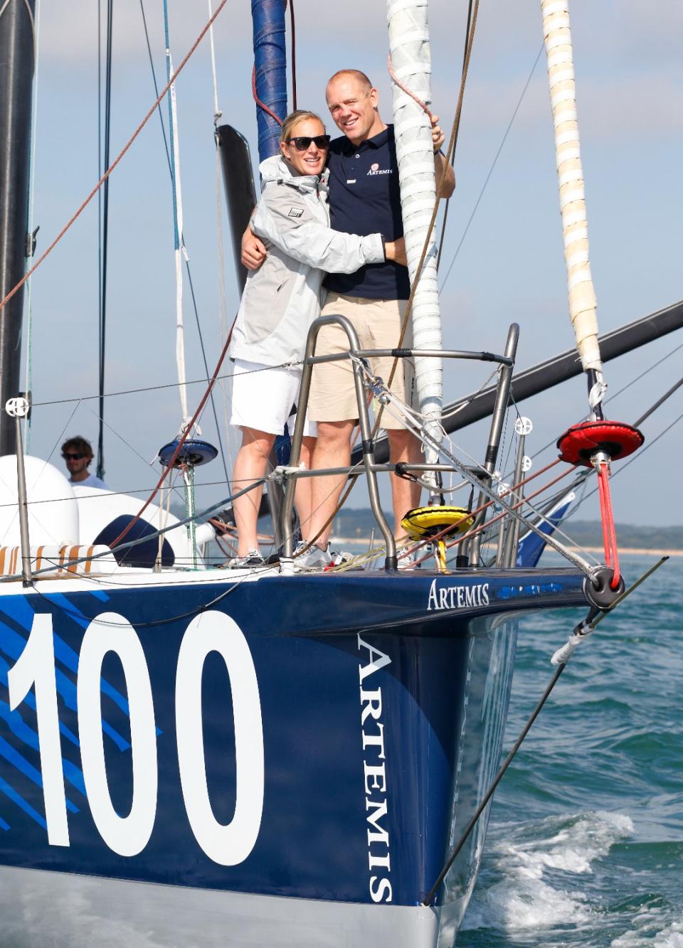 Mike and Zara Tindall on a boat