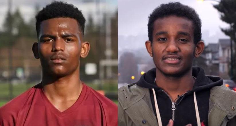 Yasbirat Habtamu, left, and Samir Ali were killed in a car crash near the Burnaby-New Westminster border on July 26, 2022.  (Mitsilal Weldahaimanot/GoFundMe and Oliyad Ali/YouTube - image credit)