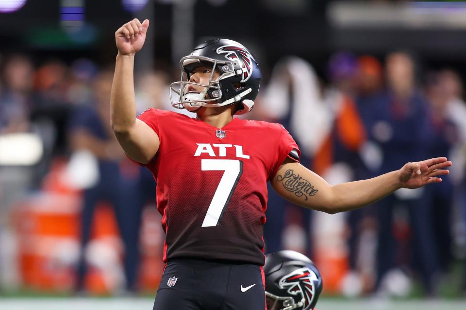 Atlanta Falcons place kicker Younghoe Koo won last week's game with a late field goal against the Tampa Bay Buccaneers. Now the team takes on the Tennessee Titans in a Week 8 matchup.