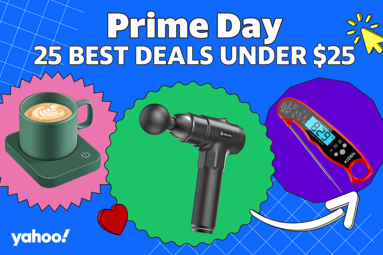 Prime Day 25 Best Deals Under $25: coffee mug warmer, massage gun, meat thermometer