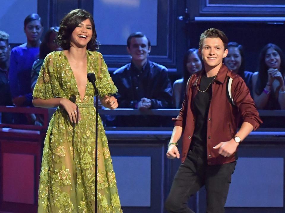 Zendaya and Tom Holland at the 2017 MTV Movie & TV Awards.