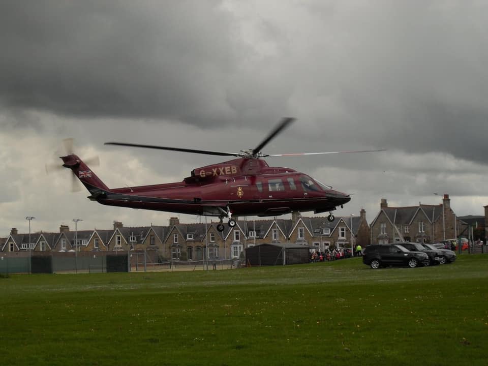 The hotel manager joked about the helicopter being parked 'in front of our house'.(Brackness House Luxury B&B)