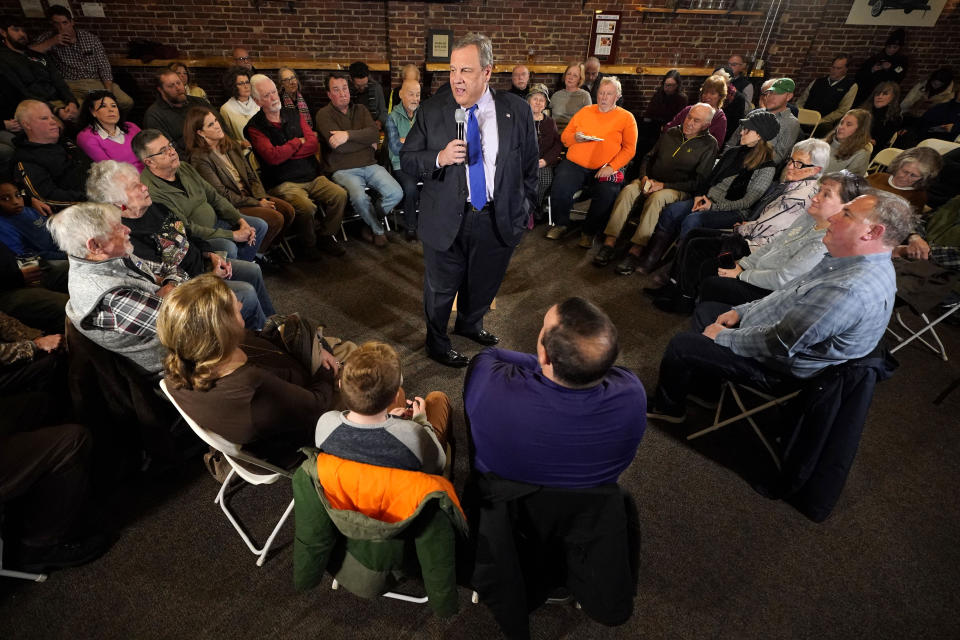 Republican presidential candidate former New Jersey Gov. Chris Christie speaks at a town hall campaign event at Mitchell Hill BBQ Grill and Brew, Tuesday, Jan. 9, 2024, in Rochester, N.H. (AP Photo/Robert F. Bukaty)