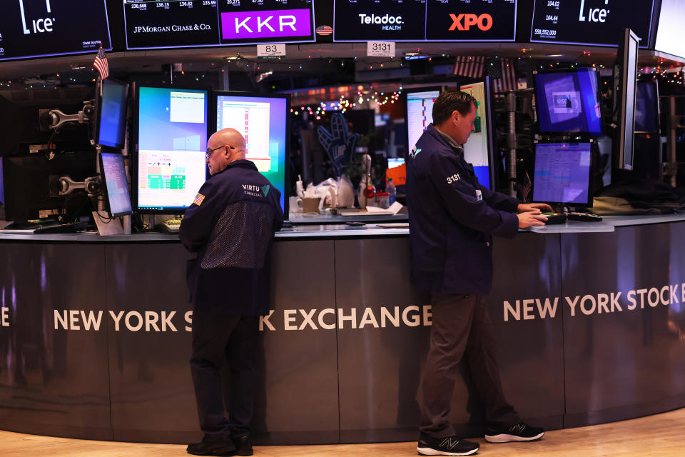 FTSE NEW YORK, NEW YORK - JANUARY 04: Traders work on the floor of the New York Stock Exchange during morning trading on January 04, 2023 in New York City. U.S. stocks rose at the start of the second day of trading in 2023. The stock market opened awaiting an economic data report on the U.S. economy amid the Federal Reserve’s rate hikes to attempt to lower inflation. (Photo by Michael M. Santiago/Getty Images)