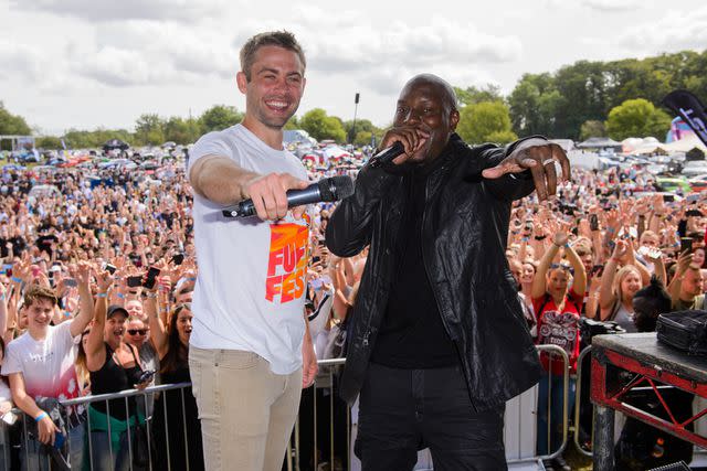 <p>Joe Maher/Getty </p> Cody Walker and Tyrese Gibson at FuelFest 2019 in Chelmsford, England