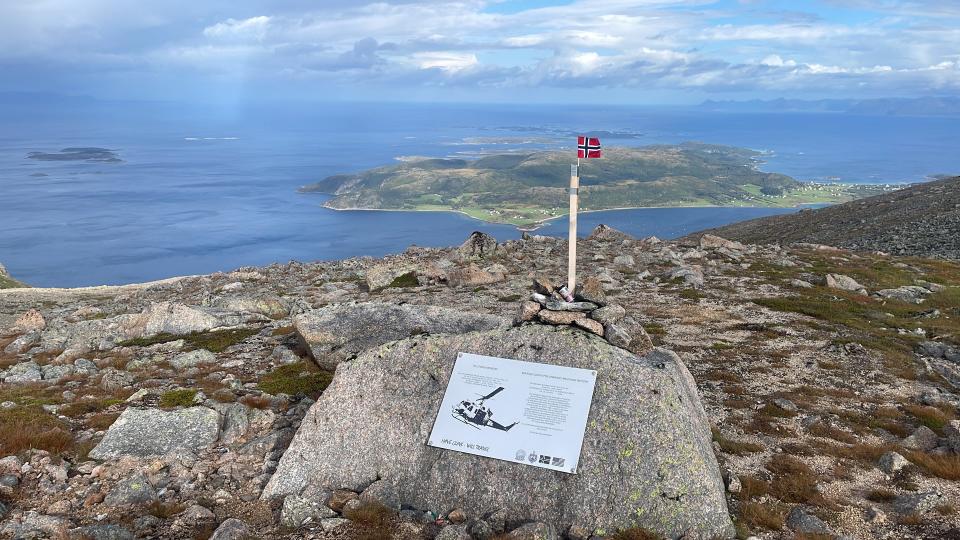 U.S. Marine Corps 1st Lt. Gerald Merklinger was one of five Marines who died after their helicopter crashed Sept. 23, 1972, in this area of Grytoya Island off the coast of Norway. Merklinger’s daughter, Melissa Merklinger, and his widow, Linda Patterson, of Port St. Lucie, hovered over the site in a helicopter during a September 2023 visit with others.