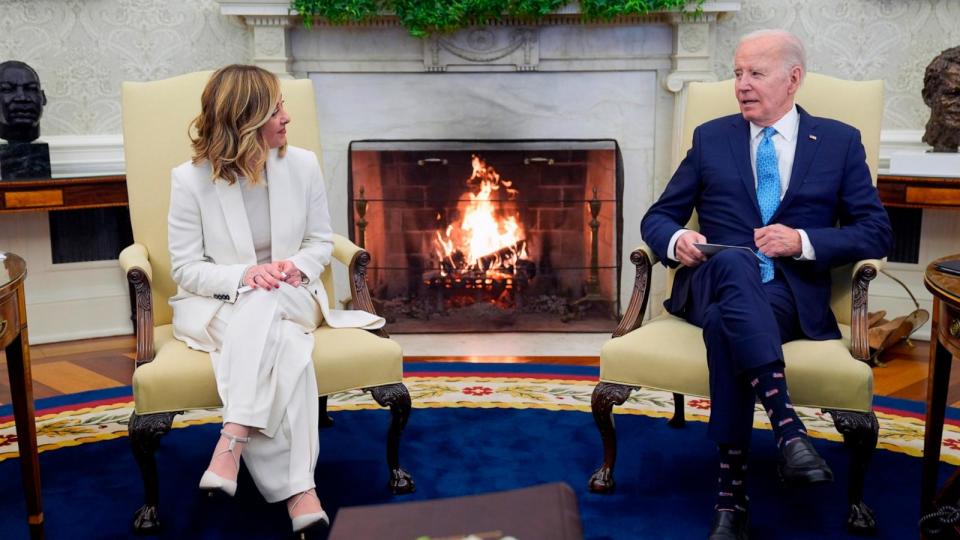 PHOTO: President Biden meets Italian Prime Minister Giorgia Meloni in the Oval Office of the White House, , March 1, 2024, in Washington. (Evan Vucci/AP)