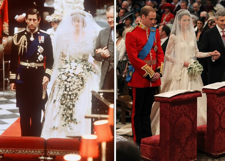The weddings of Charles and Diana in 1981 and of William and Kate in 2011