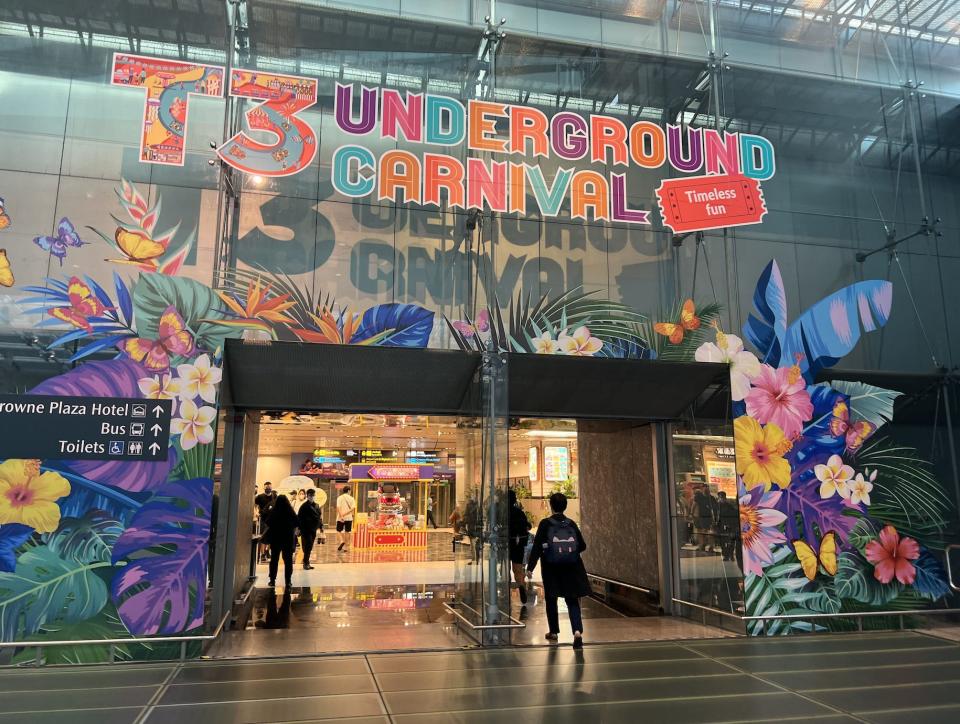 The Terminal 3 entrance to Changi's "underground carnival."