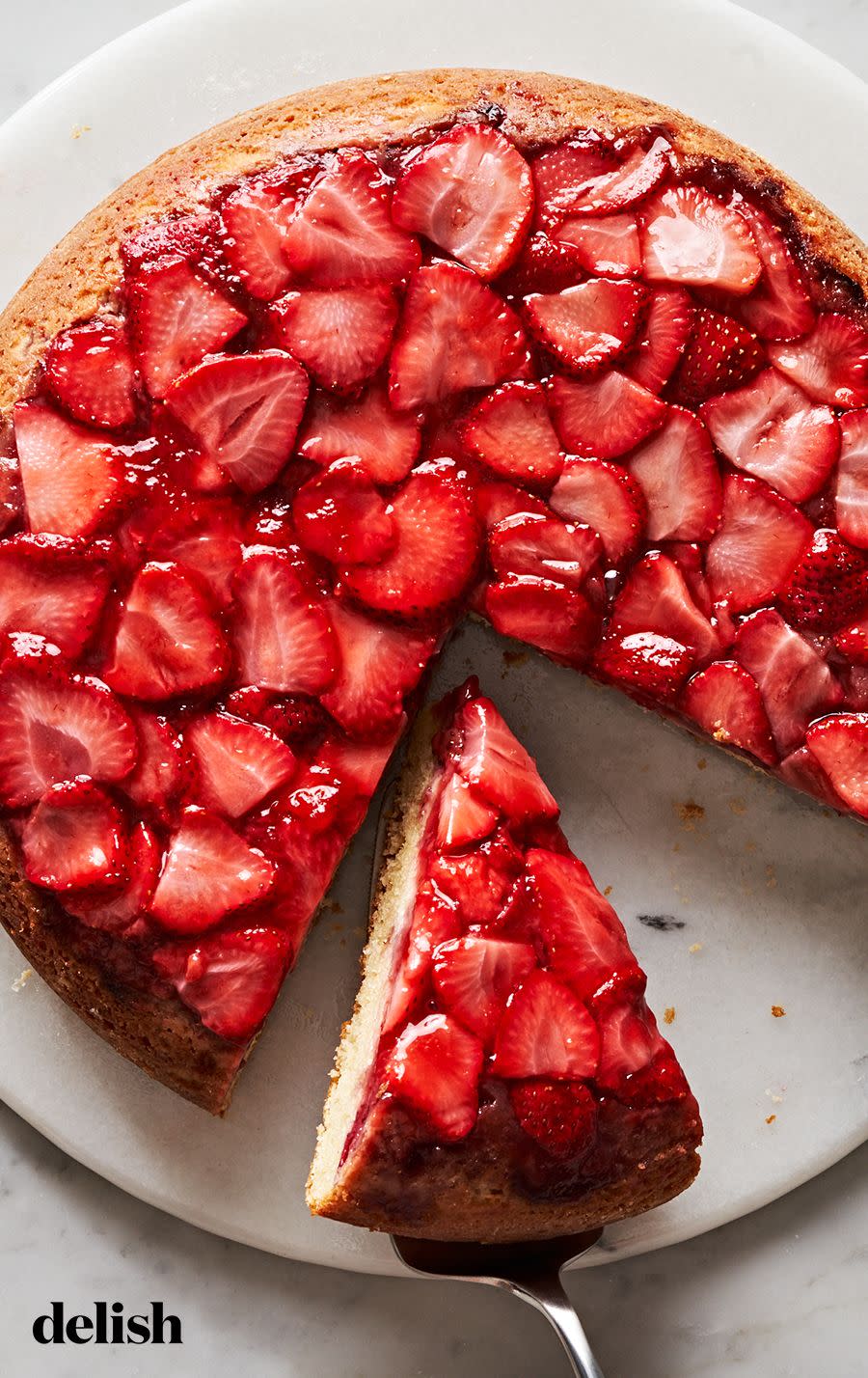 Strawberry Upside-Down Skillet Cake