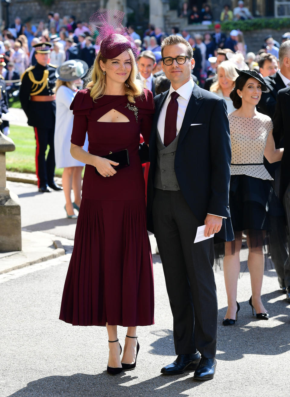 Gabriel Macht and wife Jacinda Barrett arrive at St George’s Chapel.