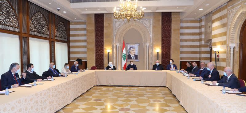 FILE PHOTO: Former Lebanese Prime Minister Saad Hariri heads a meeting in Beirut