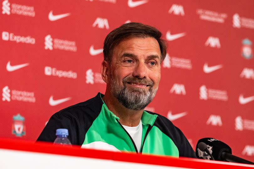 Jürgen Klopp of Liverpool addresses the media at a club press conference ahead of the Emirates FA Cup tie with Norwich City at AXA Training Centre on January 26, 2024 in Kirkby, England. The club and Jurgen Klopp announced earlier in the day that he was to leave the club at end of the current season bringing an end to his successful nine year spell at the club.