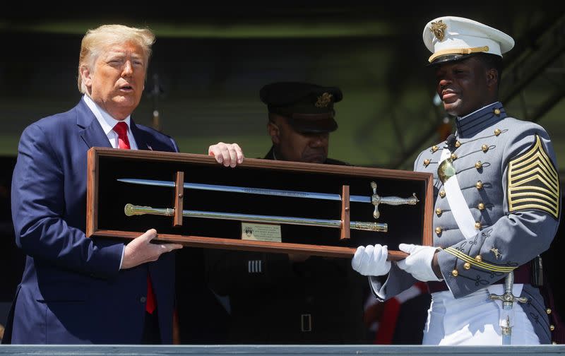 U.S. President Donald Trump delivers commencement address at the 2020 United States Military Academy Graduation Ceremony at West Point, New York