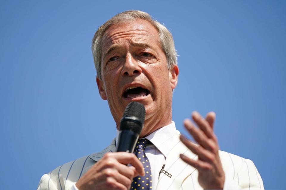 Nigel Farage claimed ‘liberals have become the very fascists that they try and criticise’ (Jordan Pettitt/PA Wire)