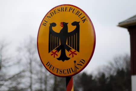 A sign 'Germany's seen at the border to Czech Republic near Clausnitz , Germany, March 25, 2016. Picture taken March 25. REUTERS/Ina Fassbender