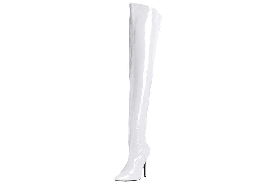 pleaser, white boots