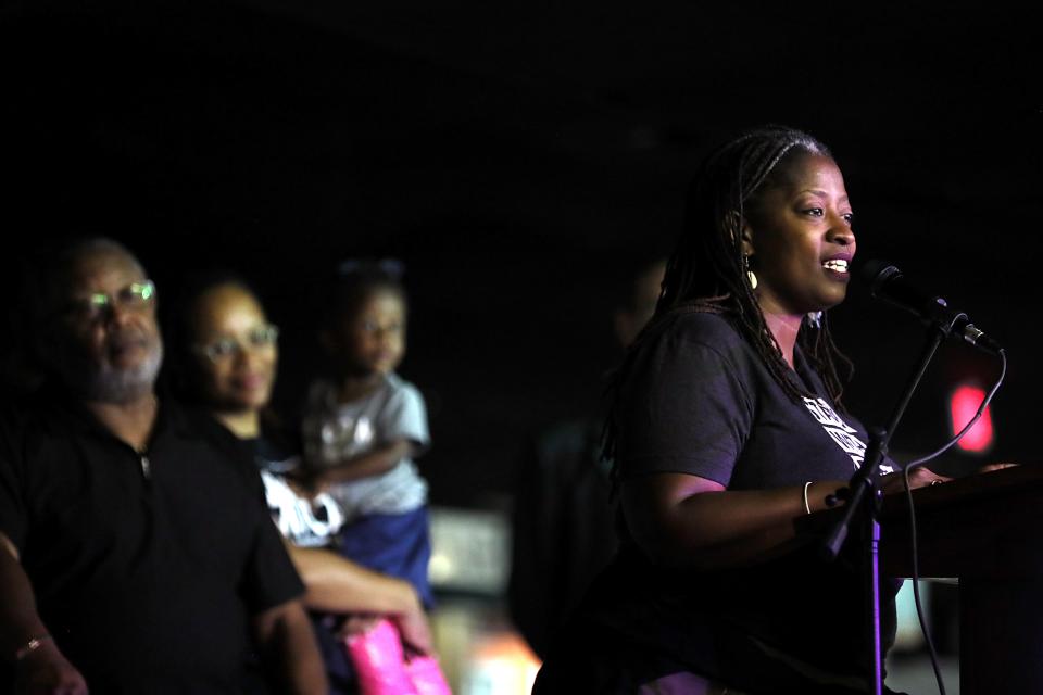 Cherisse Scott of the organization Sister Reach as Up the Vote holds their Memphis People's Convention at the Paradise Entertainment Center Saturday, June 8, 2019. 