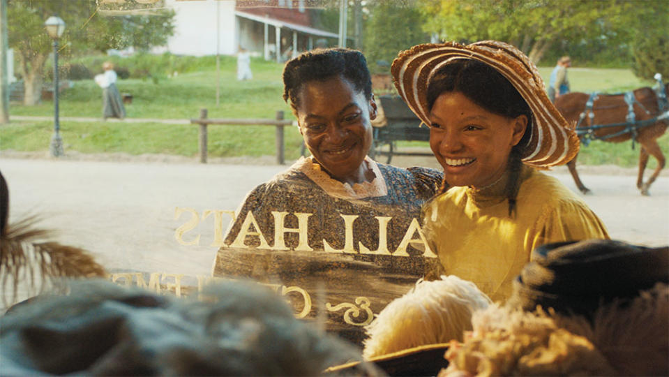 Phylicia Pearl Mpasi (left) and Halle Bailey in Warner Bros.’ The Color Purple.