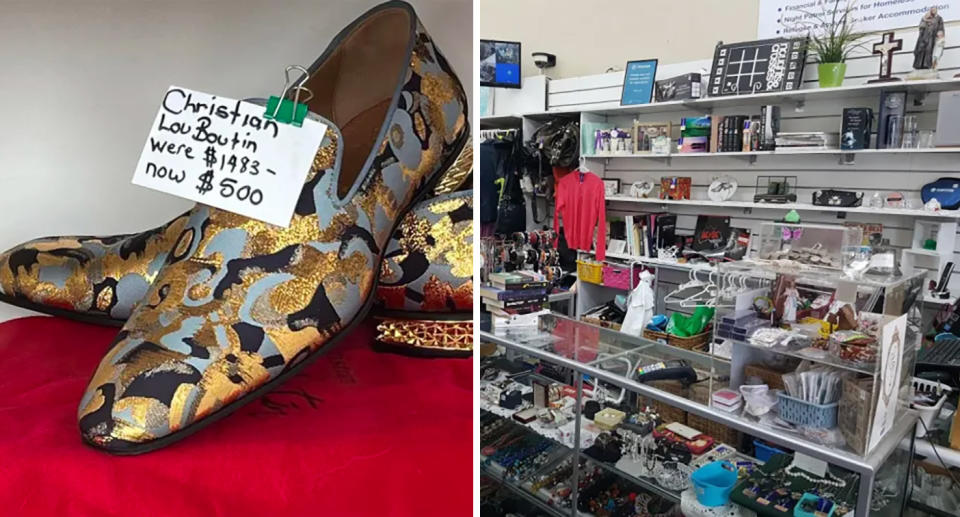Louboutin shoes retaining for $500 at Vinnies; Op-shop counter