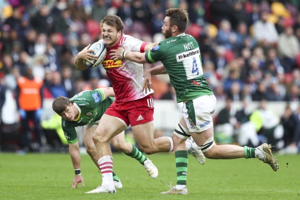 Andre Esterhuizen (left) in action for Harlequins (Kieran Cleeves/PA) (PA Wire)