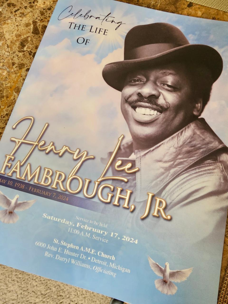The funeral program for late Spinners singer Henry Fambrough included tributes from groups such as New Edition.