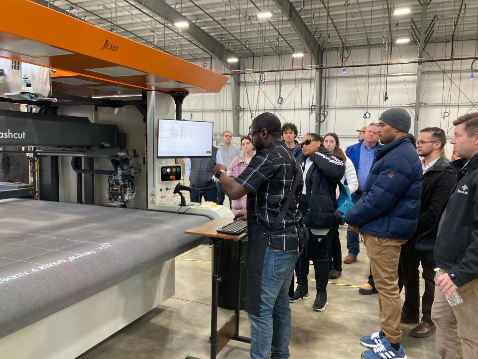 A ribbon cutting ceremony was held inside the JEMS by Pensole shoe factory located in Somersworth on Monday, March 20, 2023 to mark the beginning of the facility's operations. Attendees were given a tour of the facility following the ribbon cutting.