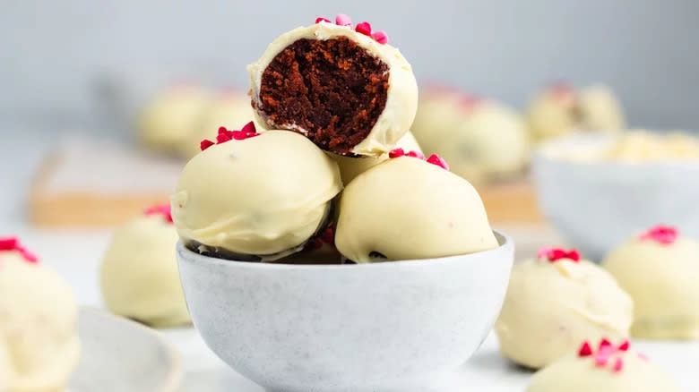 White Chocolate Truffles in Bowl