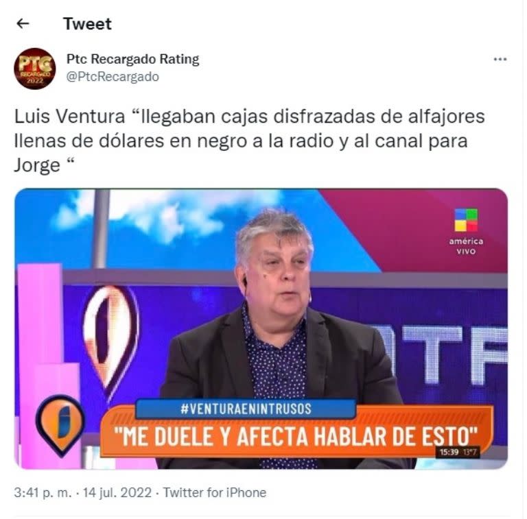 Tuit sobre Ventura.