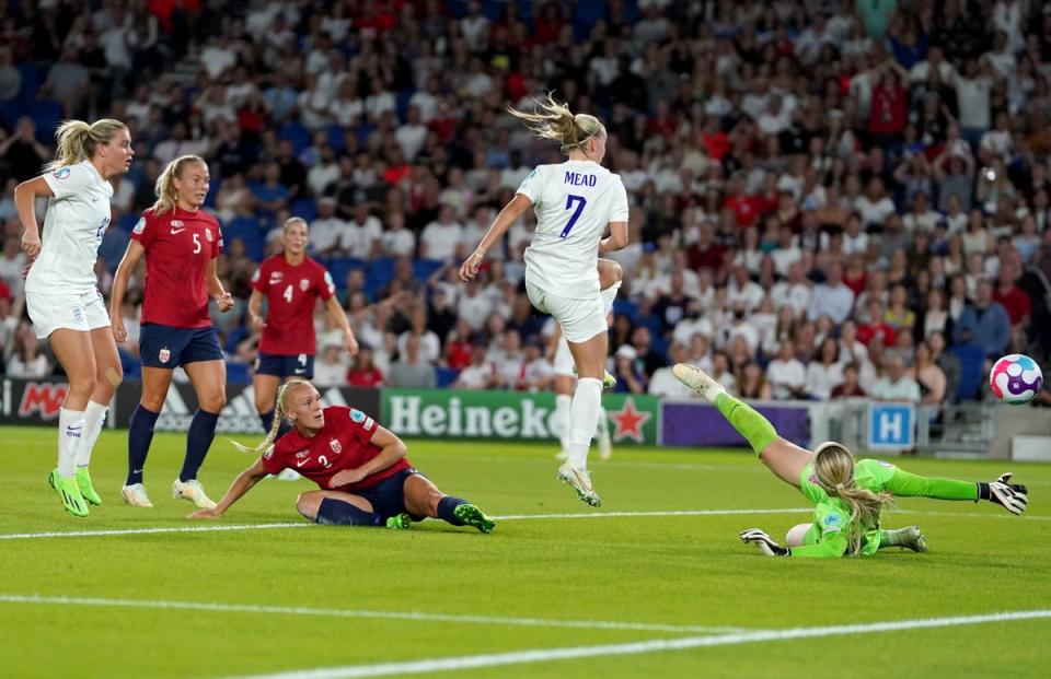 Beth Mead completes her hat-trick (Gareth Fuller/PA) (PA Wire)