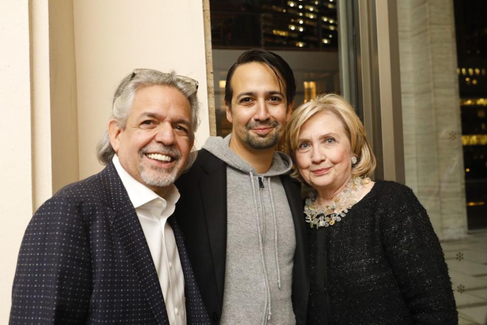 Luis Miranda, Lin-Manuel Miranda, and Hillary Rodham Clinton