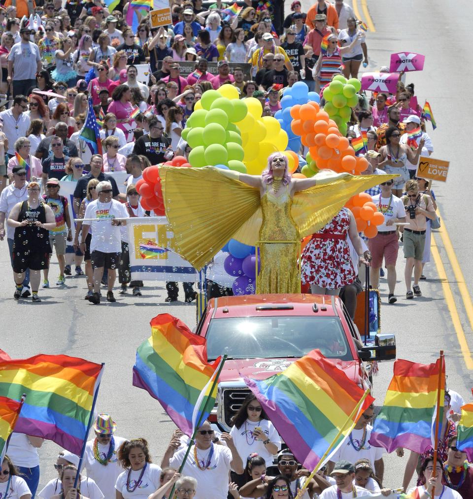 In this file photo, about 1,000 parade participants walked north on State Street during the Erie LGBT Pridefest on June 29, 2020.