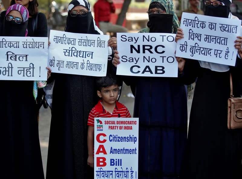 Demonstrators protest against the Citizenship Amendment Bill, in Ahmedabad