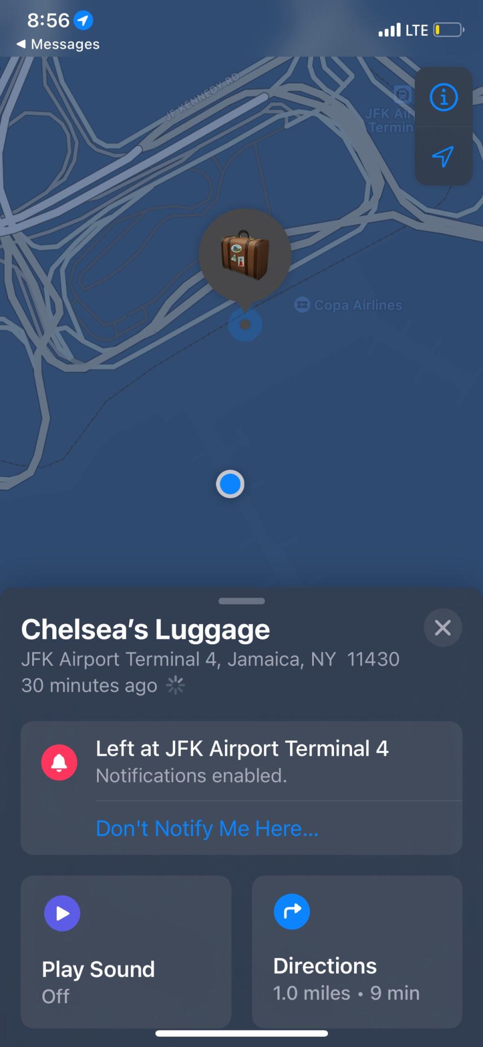 I received a notification mere moments after checking my luggage (Chelsea Ritschel)