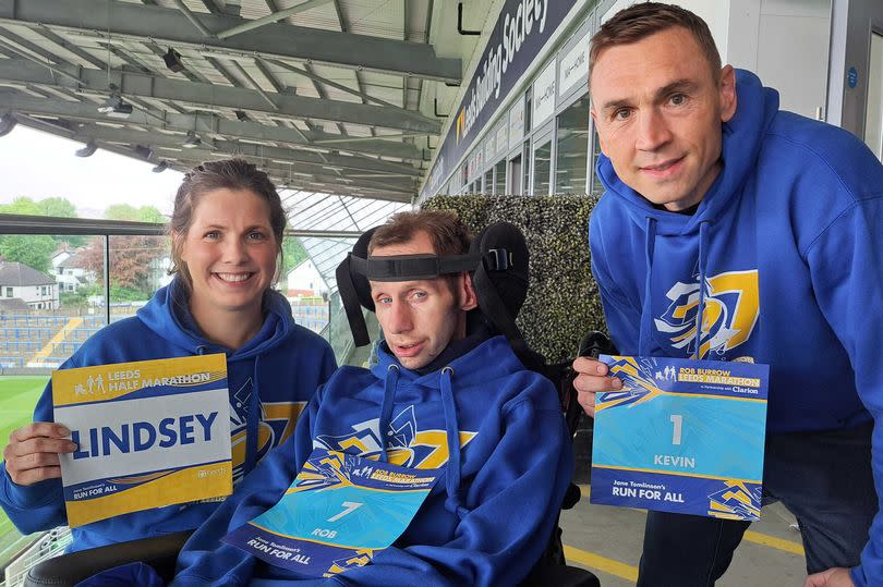 Lindsey and Rob Burrow with Kevin Sinfield